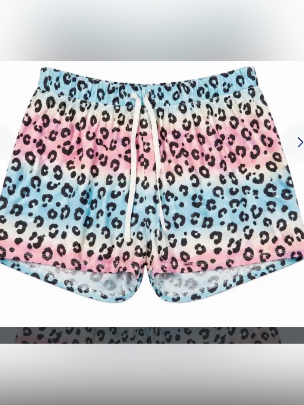 Women’s Rainbow Leopard Print Sleep Shorts - Pastel Pink Blue